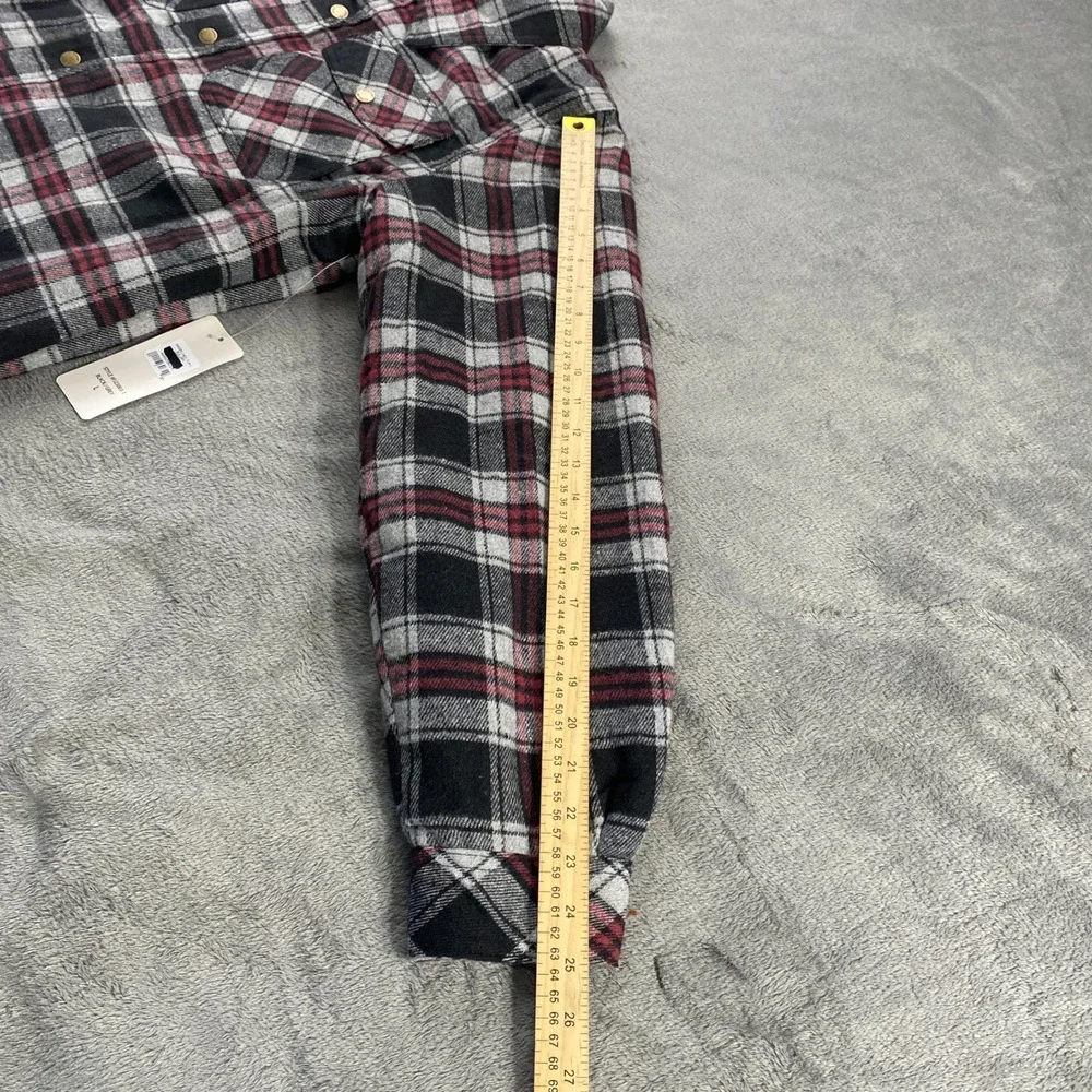 EURO JOY Flannel Shirt Jacket Men L Sherpa Lined Plaid Shacket Snap Outdoor Warm